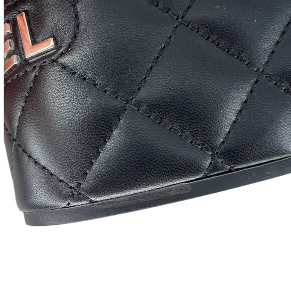 Chanel 2023 Calfskin Quilted Slingback Wedge Logo Sandals - Picture 13 of 16